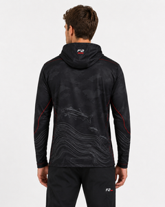 Sweat à capuche de pêche unisexe F2 WIN noir à imprimé animal par sublimation, séchage rapide, UPF 50, veste pull 100% polyester personnalisable - Product Image 6