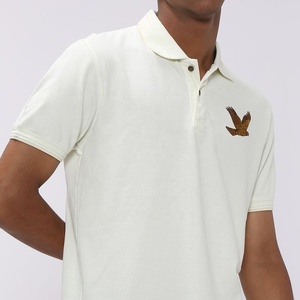 Camiseta Polo Personalizada Ecológica de Algodón Piqué Blanco para Hombre con Logotipo de Águila Bordado, Manga Corta, Estilo Casual, Camisetas Polo Lisas - Product Image 5