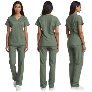 Best Selling Women's Sage Green Nursing <b>Scrub</b> <b>Set</b> with Utility Pocket Medical Workwear Apparel - Product Image 3