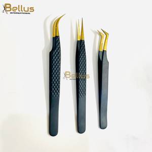 ชุดแหนบต่อขนตา Bellus International Professional Black 3 ชิ้น ปลายไฟเบอร์เรียบ ชุดแหนบตรงและโค้ง 45 องศา ทำจากสแตนเลสสตีล สำหรับต่อขนตา - Product Image 6
