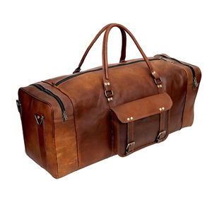 Bolsa de Viaje de Cuero Genuino para Hombre, Estilo Casual y de Lujo, Impermeable, para Fin de Semana, con Forro de Poliéster y Cierre, Idea de Regalo Perfecta - Product Image 3