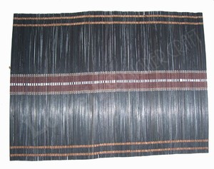 Natural Bamboo DYED Dining <b>Table</b> Placemats, Dark Brown and Natural Wood Striped Design, Heat-Resistant <b>Table</b> <b>Mats</b> with Fabric - Product Image 4