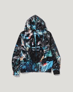 Hooded Digital Print Puffer <b>Jacket</b> Unisex Streetwear Waterproof Polyester Shell Zipper Closure Autumn Wear <b>Fleece</b> <b>Lining</b> Front - Product Image 2