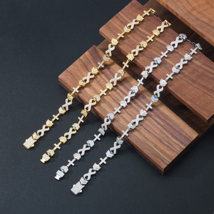 Collar de tenis para hombre de plata 925 con moissanita y diamantes, diseño de cruz e infinito, con cadena de eslabones, estilo de lujo personalizado, regalo de joyería de diseñador - Product Image 4