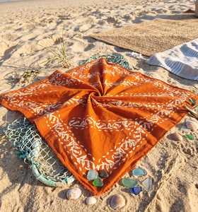 Handmade <b>Orange</b> Cotton Scarf Block Print Boho Fashion <b>Bandana</b> Traditional Indian Handcraft Block Print Cotton <b>Bandana</b> Neck Scarf - Product Image 5