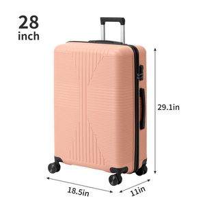 Juego de Maletas de PP 5 en 1 con Ruedas, sin Candado TSA, de 12, 16, 20, 24 y 28 Pulgadas, Color Rosa - Product Image 6