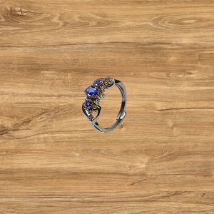 Bague classique pour femme en argent sterling 925 plaqué or avec pierres précieuses aigue-marine et topaze blanche, idéale pour les mariages - Product Image 5