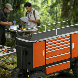 भारी शुल्क आउटडोर मोबाइल उपकरण कार्ट स्टील रखरखाव लॉकेबल दराज और न्यूमेटिक पहियों के साथ - Product Image 2