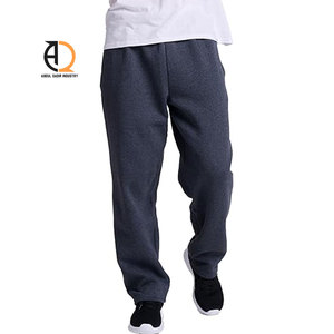 Pantalon de survêtement en coton gris foncé pour homme, taille élastique, décontracté, avec poches latérales, tissu tricoté respirant de poids moyen, idéal pour l'automne - Product Image 1