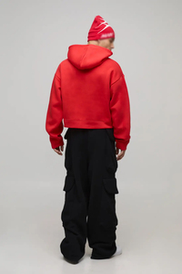 Y2K <b>Men</b> Hoodies <b>Red</b> Full Zip Autumn Winter Plain Custom Logo Drop Shoulder Long Sleeve Cotton <b>Fleece</b> Oversized Manufacturer - Product Image 2