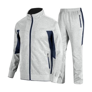 Ensemble de survêtement unisexe à manches longues avec fermeture éclair, couleur unie, col montant, pantalon de jogging, respirant, en polyester mi-lourd, pour l'automne - Product Image 5
