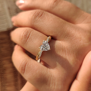 Bague romantique en or 10K-20K avec diamant cœur cultivé en laboratoire VS, bande pavée torsadée, tendance, pour fiançailles, mariage, cadeau pour elle - Product Image 2