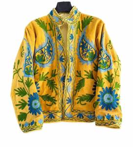 Chaqueta Bomber de Terciopelo para Mujer a Precio Bajo, Bordado Floral Suzani Hecho a Mano, Estilo Boho Chic, Reversible, Otoño/Invierno, Algodón, Regalo para Ella - Product Image 1