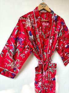 Robe Kimono Naaz Textile à Imprimé Bloc Dessin Animé pour Femme, en Coton Doux, Tenue d'Été Faite à la Main, Style ODM, Col en V, Taille Élastique, Longueur Intégrale - Product Image 4