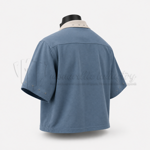 เสื้อแจ็คเก็ตแขนสั้นลำลองสำหรับผู้ชาย คอปกพับได้ ซิปหน้า ผลิตจากผ้าฝ้ายออร์แกนิค 100% เป็นมิตรต่อสิ่งแวดล้อม แห้งเร็ว น้ำหนักเบา เหมาะสำหรับฤดูใบไม้ผลิ - Product Image 4