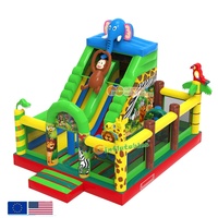 Parc de jeux gonflable avec toboggan et trampoline, grand terrain de jeux gonflable pour parc d'attractions et location pour fêtes