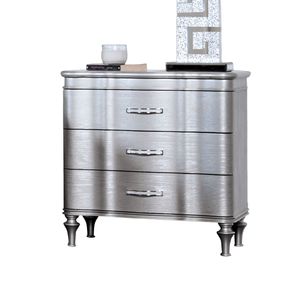 Comodino in argento solido 1pc con gambe tornite in legno curvo pannelli frontali camera da letto comodino mobili - Product Image 3