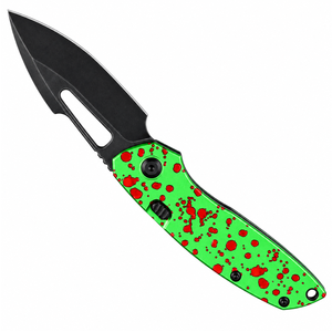 Cuchillos Plegables con Mango Verde y Rojo con Puntos, Hoja Negra, Ranura de Apertura con el Pulgar, Diseño de Agarre Curvo para Bolsillo, para Camping y Tareas Diarias - Product Image 4