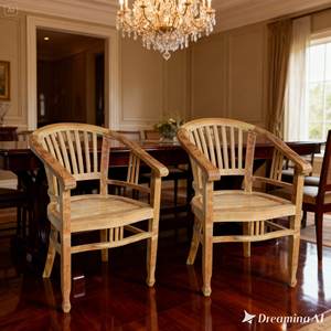 Chaise de salle à manger extérieure Solobeat en bois massif naturel, dossier bas, artisanale, écologique, pour restaurant commercial - Product Image 1