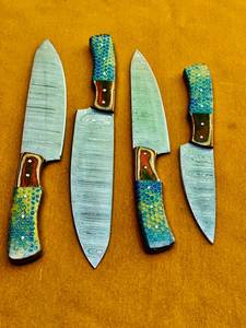 Coffret de couteaux de chef Thewizcrafts en acier Damas, forgés à la main, manche en bois, style oriental, longueur de lame 8-9,9 pouces, couteau de cuisine pour droitier - Product Image 2