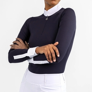 High Quality 4way Stretch Horse Riding Equestrian Shirt Top <b>Base</b> <b>Layer</b> Competition Show Shirt Polo in Soft Feel Technical Fabric - Product Image 3