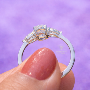 Anillos de diamantes de talla ovalada para mujer, con tres piedras de 1CT, 2CT, 3CT, diamantes cultivados en laboratorio, claridad VVS, certificados por IGI, oro macizo de 14K y 18K - Product Image 3
