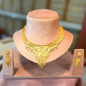 Parures de bijoux de mariée pour femmes France Mayotte Comores, plaqué or 24 carats, boucles d'oreilles clous florales, cadeau de mariage classique, modèle 23049 - Product Image 1