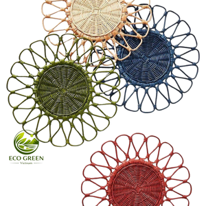 Natural Wicker Floral <b>Placemat</b> Handmade Rattan Table Mat for Eco Friendly Dining Kitchen Home Decoration - Product Image 1