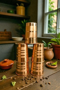 Artesanía en cobre, artículos metálicos hechos a mano en cobre, artículos esenciales para servir en cobre, utensilios de cocina ecológicos de cobre, jarra reutilizable de cobre - Product Image 5