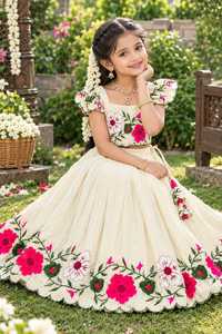 Exclusivo Conjunto de Lehenga de Seda Suave para Niñas, con Bordado de Lentejuelas Pesadas, Diseño Latkan y Dupatta de Red para Fiesta de Diwali - Product Image 2