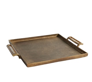 Juego de bandejas de servir modernas de metal con asas de metal, bandeja rectangular para servir en la cocina, bandeja para servir comida, decoración del hogar - Product Image 2