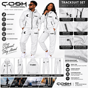 Unisex Lightweight Tracksuit Set Full Zip Hooded <b>Jacket</b> and Pants Solid <b>White</b> Quick Dry Casual Spring Wear clothing adult <b>men</b> - Product Image 2