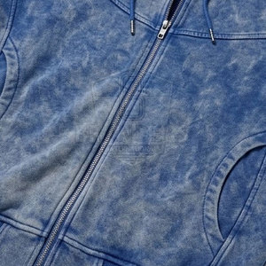 Stylish Men Acid Wash Tracksuit Full <b>Zip</b> <b>Hooded</b> Jacket And Tapered Joggers Modern Streetwear Casual Sportswear Outfit - Product Image 5