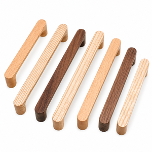 Poignée de meuble de cuisine multifonction en bois de noyer moderne, bouton de porte de placard en hêtre massif, poignée de tiroir allongée pour meubles - Product Image 1
