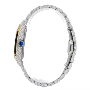 Reloj de Lujo Personalizado con Caja Cuadrada de Cuarzo, Resistente al Agua 10 Bar, Fecha Automática, Acero Inoxidable, Unisex, Oro Blanco, Diamante Moissanite VVS - Product Image 3