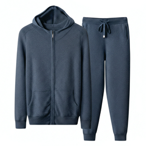 Ensemble de sport décontracté pour homme 2025 – Veste à capuche colorblock à manches longues et pantalon de survêtement à cordon de serrage en coton respirant à séchage rapide - Product Image 1