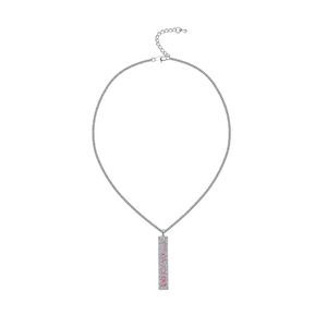 Silver 1908 Crystal Bar Pendant <b>Necklace</b> with Pink Rhinestone Number Design Fine Chain Elegant Women Fashion Jewelry <b>Statement</b> - Product Image 1