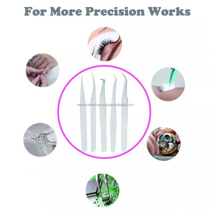 Pinzas de punta de fibra para extensión de pestañas, acero inoxidable - Product Image 4