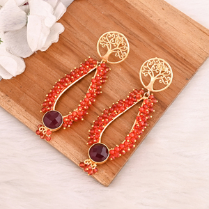 Red Hydro <b>Garnet</b> Hydro Gemstone Brass Bezel Set <b>Earrings</b> Gold Plated Handmade Jewelry Shilpi Impex for Women Wholesale Lot 10 - Product Image 4
