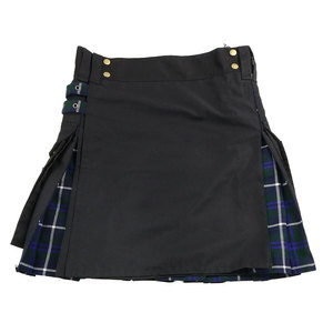 Customized Women's Douglas Green Modern Hybrid Canvas and Tartan <b>Utility</b> Kilt Wholesale Manufacturer OEM - Product Image 1