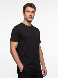 Men's O-Neck <b>T</b>-<b>Shirt</b> 100% Cotton Regular Fit Solid <b>Black</b> Casual Jersey Knit Short Sleeve <b>Plain</b> Dyed - Product Image 5