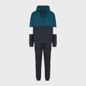 Chándal Deportivo Casual para Hombre con Capucha y Cuello Alto, Diseño Color Block, Cierre Completo, Transpirable, Mezcla de Spandex/Poliéster, Ropa de Otoño - Product Image 5