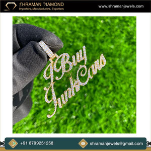 SHRAMAN JEWELS Trendy Hip Hop 925 Silver Rhodium Plated Custom Iced Fine Cursive <b>Initial</b> Letter Name Pendant <b>Necklace</b> Charm Lab - Product Image 3