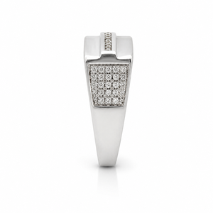 Bague pour homme en argent sterling 925 avec diamant, finition polie, design moderne, pour mariage, fête, usage quotidien, cadeau, bijoux fins - Product Image 3