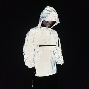 Nueva Chaqueta Deportiva con Capucha y Cremallera para Hombre, Reflectante, Cortavientos, de Manga Larga, Color Gris, Ideal para Correr de Noche - Product Image 3