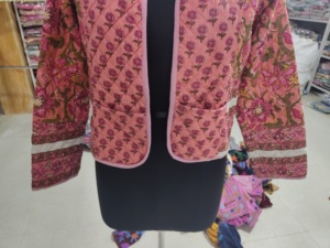 Floral Printed Women's Quilted <b>Jacket</b> Open Front <b>Chinese</b> Style Full Sleeve Warm Winter Outerwear Polyester Fabric GIFT FOR HER - Product Image 3