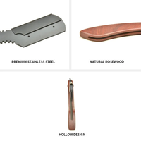 Nouveau rasoir droit élégant en acier inoxydable pour hommes, manche en bois de rose professionnel, lame à double tranchant, rasoir de barbier