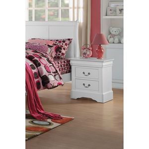 Mesita de Noche Blanca con 2 Cajones, Superficie de Madera, Diseño Tradicional, Mueble de Dormitorio con Almacenamiento - Product Image 1