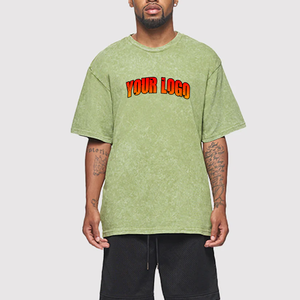 T-shirt délavé à l'acide en gros pour hommes, 100% coton, confortable, vintage, coupe oversize, col rond, séchage rapide, OEM - Product Image 1