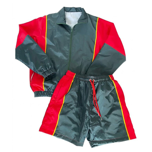 High Selling Custom Logo Gray Red Men's High Quality Nylon <b>Wind</b> <b>Breaker</b> Shorts Sets For Summer Outwear Men Set Streetwear Jacket - Product Image 1